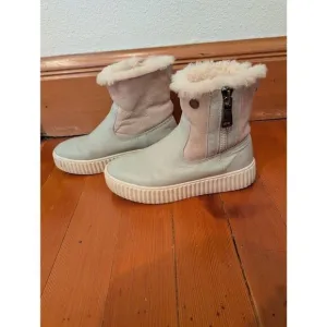 Pajar Women's Genuine Sheepskin Leather Ankle Boots Gray Pink Size 7.5