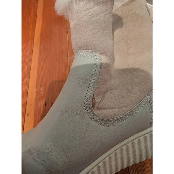 Pajar Women's Genuine Sheepskin Leather Ankle Boots Gray Pink Size 7.5