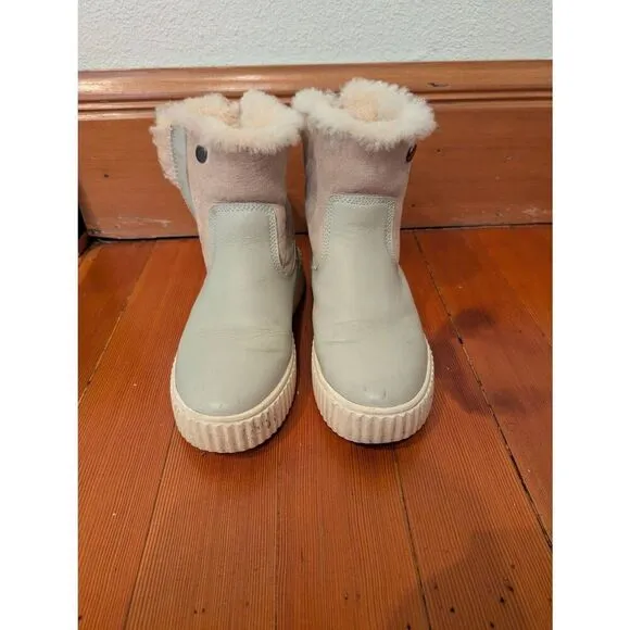 Pajar Women's Genuine Sheepskin Leather Ankle Boots Gray Pink Size 7.5