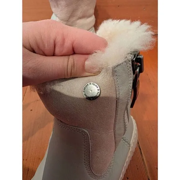 Pajar Women's Genuine Sheepskin Leather Ankle Boots Gray Pink Size 7.5