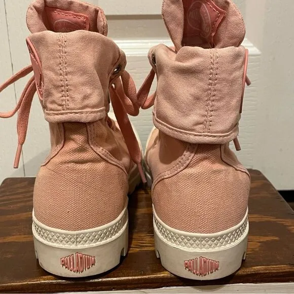 PALLADIUM Women’s Baggy Foldover Lace-up Boot Rose Brick Pink Size 4.5