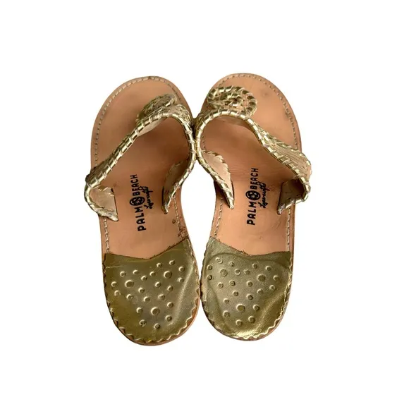 Palm Beach Sandals Classic Mid Wedge Cork Gold Trim Thong Sandals Women’s