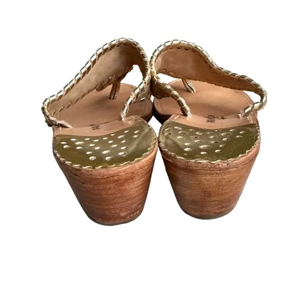 Palm Beach Sandals Classic Mid Wedge Cork Gold Trim Thong Sandals Women’s