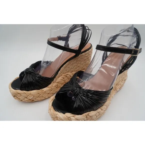Paloma Bercelo Barima Lory Raffia Knotted Boho Chic Ankle Platform Wedge Size 41