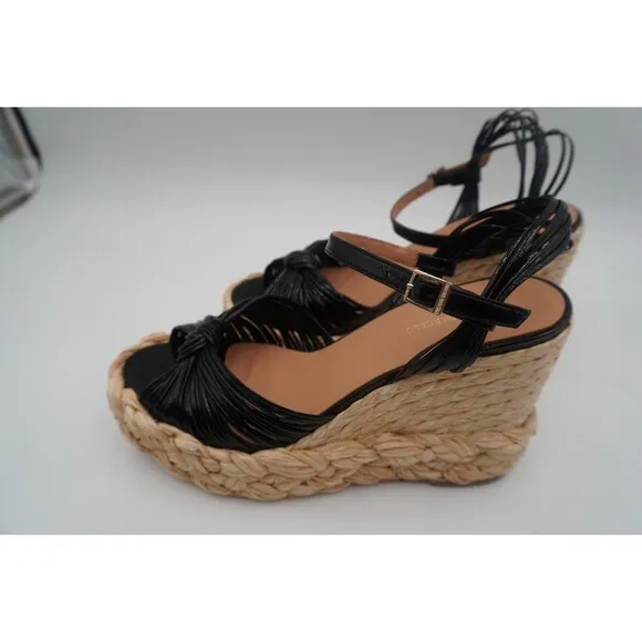 Paloma Bercelo Barima Lory Raffia Knotted Boho Chic Ankle Platform Wedge Size 41