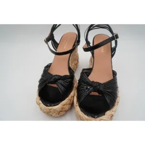 Paloma Bercelo Barima Lory Raffia Knotted Boho Chic Ankle Platform Wedge Size 41
