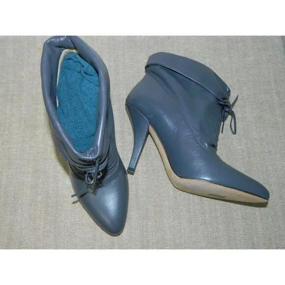 PAUL &amp; JOE Booties Blue Leather Made in Italy Ankle Boots Size EU 36  5.5 US
