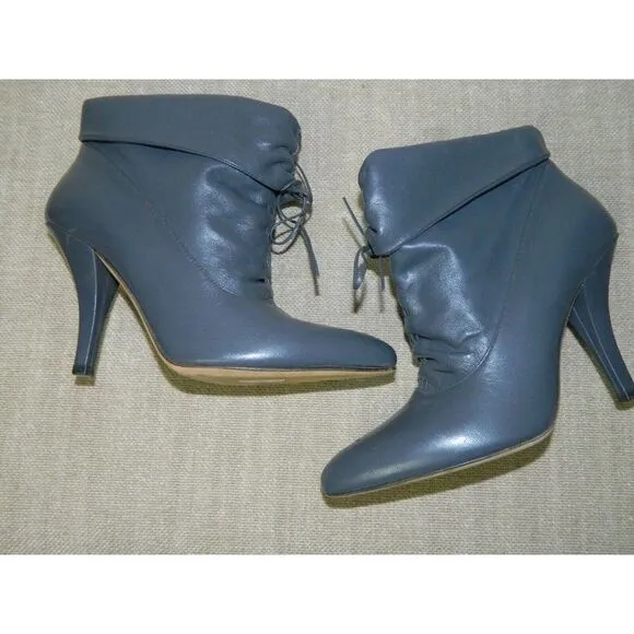 PAUL &amp; JOE Booties Blue Leather Made in Italy Ankle Boots Size EU 36  5.5 US