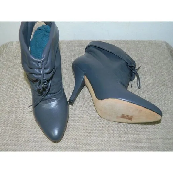 PAUL &amp; JOE Booties Blue Leather Made in Italy Ankle Boots Size EU 36  5.5 US