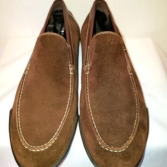 Paul Fredrick Mens Size 9 Suede Loafers Slip On Shoes Brown