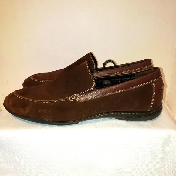 Paul Fredrick Mens Size 9 Suede Loafers Slip On Shoes Brown