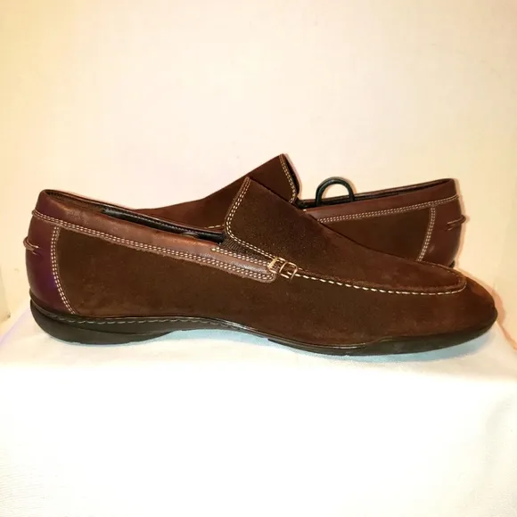 Paul Fredrick Mens Size 9 Suede Loafers Slip On Shoes Brown
