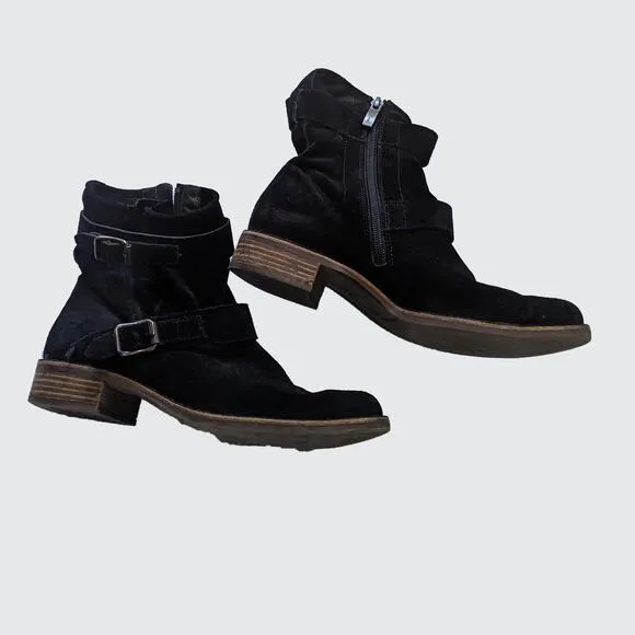Paul Green Ankle Boots Suede with Buckles Women's Size US 6 in Black