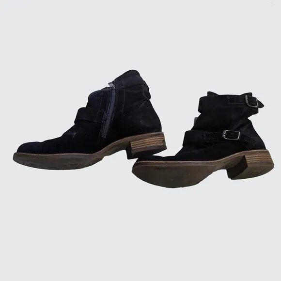 Paul Green Ankle Boots Suede with Buckles Women's Size US 6 in Black