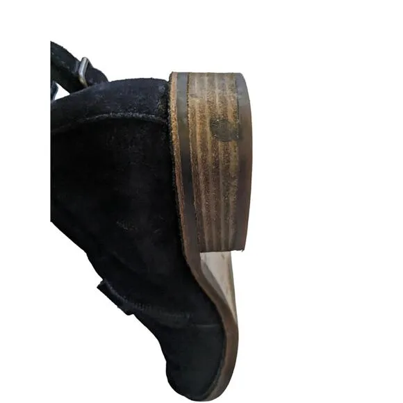 Paul Green Ankle Boots Suede with Buckles Women's Size US 6 in Black