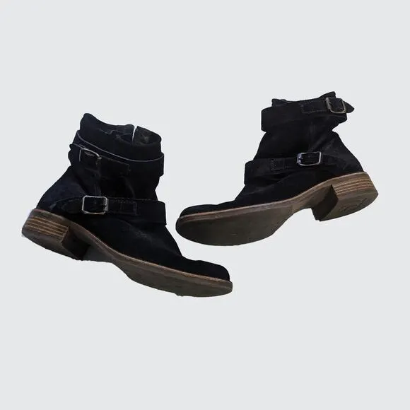 Paul Green Ankle Boots Suede with Buckles Women's Size US 6 in Black