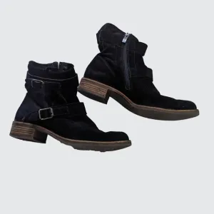 Paul Green Ankle Boots Suede with Buckles Women's Size US 6 in Black