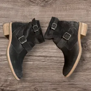Paul Green Double Buckle Suede Ankle Boots Size 7