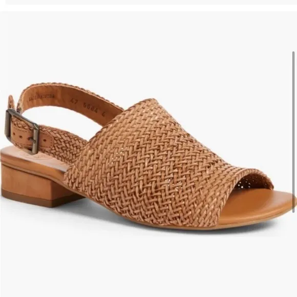 Paul Green Helena WovenLeather BlockHeel Sandal Size 8.5‎