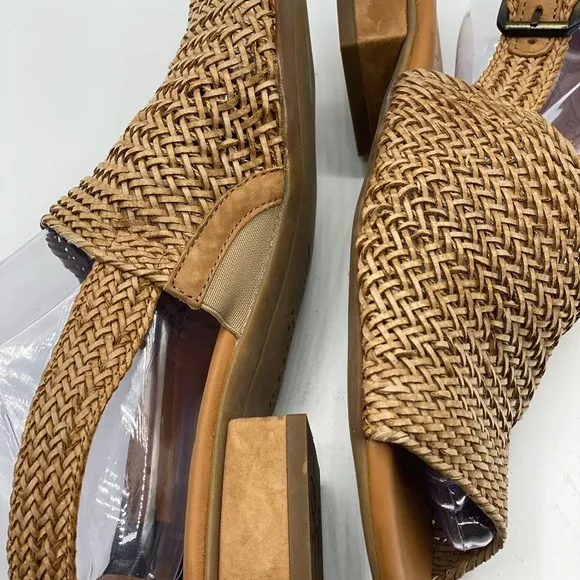 Paul Green Helena WovenLeather BlockHeel Sandal Size 8.5‎