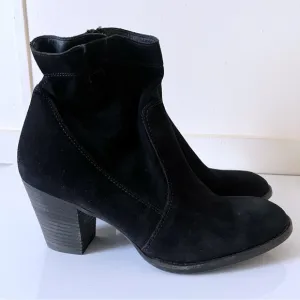 Paul Green Jax Black Suede Ankle Boots Booties Size 7.5