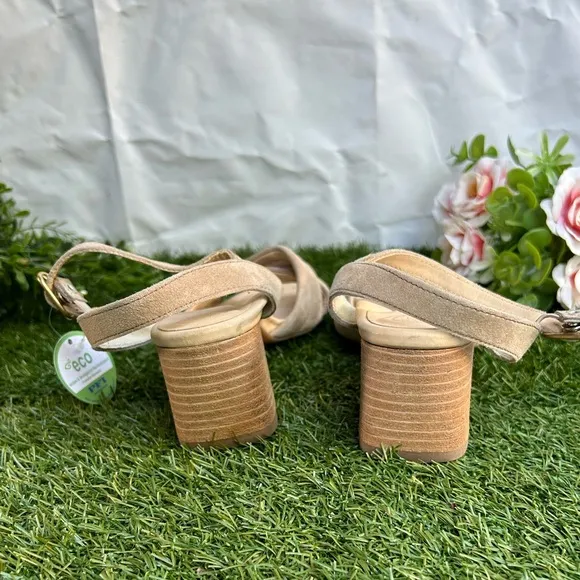PAUL GREEN Lexi Block Heel champagne Nude suede Leather sandals  Uk 3 US 5.5 new