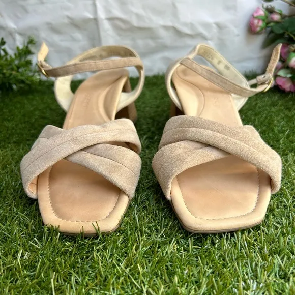 PAUL GREEN Lexi Block Heel champagne Nude suede Leather sandals  Uk 3 US 5.5 new