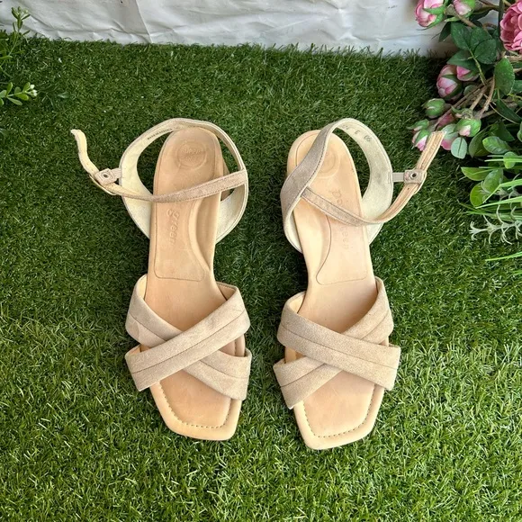 PAUL GREEN Lexi Block Heel champagne Nude suede Leather sandals  Uk 3 US 5.5 new