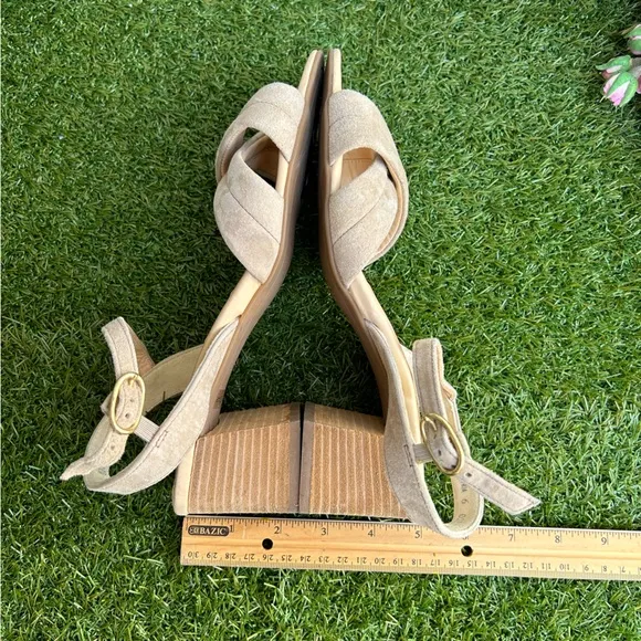 PAUL GREEN Lexi Block Heel champagne Nude suede Leather sandals  Uk 3 US 5.5 new