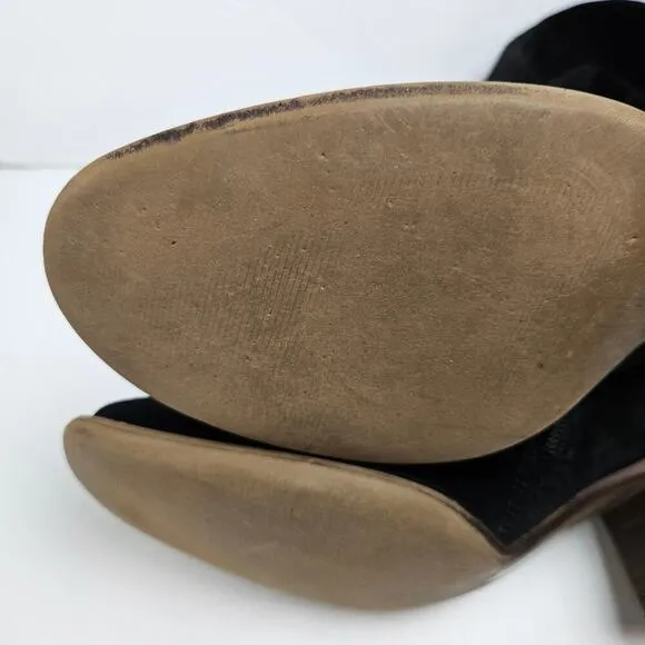 Paul Green Suede Leather Tall Heeled Boots UK 5.5 US 8 Black