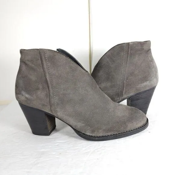Paul Green Women's Delgado Uk5,5 US 8 Gray Suede Side Zip Ankle Booties Boots