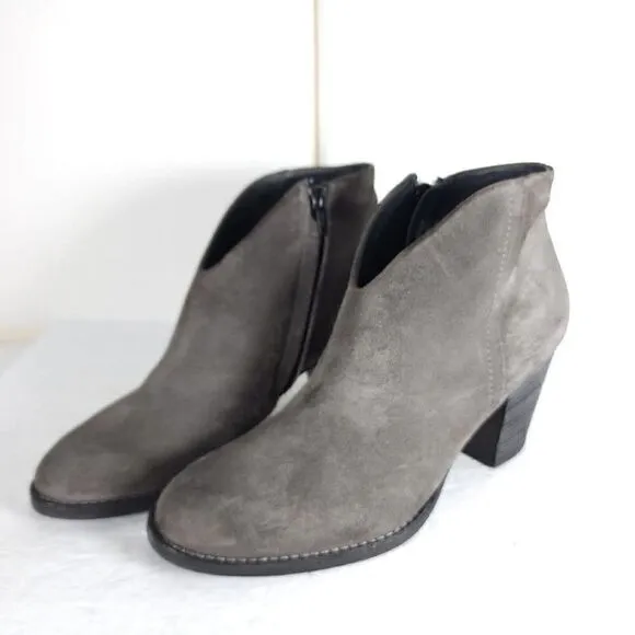 Paul Green Women's Delgado Uk5,5 US 8 Gray Suede Side Zip Ankle Booties Boots