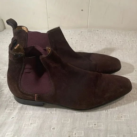 Paul Smith Chocolate Brown Suede Chelsea Slip On Boots Size Mens 7 Unisex