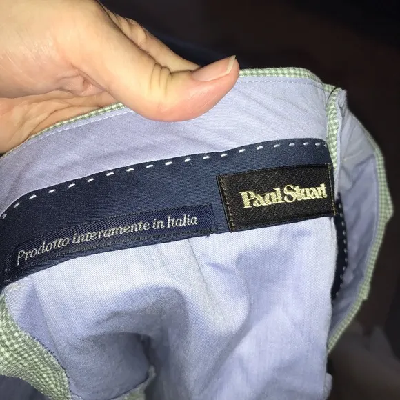 Paul Stuart Men’s Green Checked Summer Trouser Pants