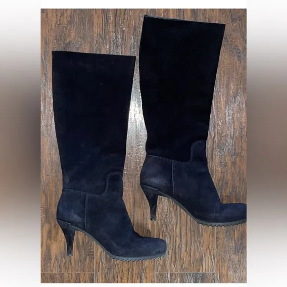 Pedro Garcia Jaylee Black Suede Designer Heeled Boots In Box, Sz 38