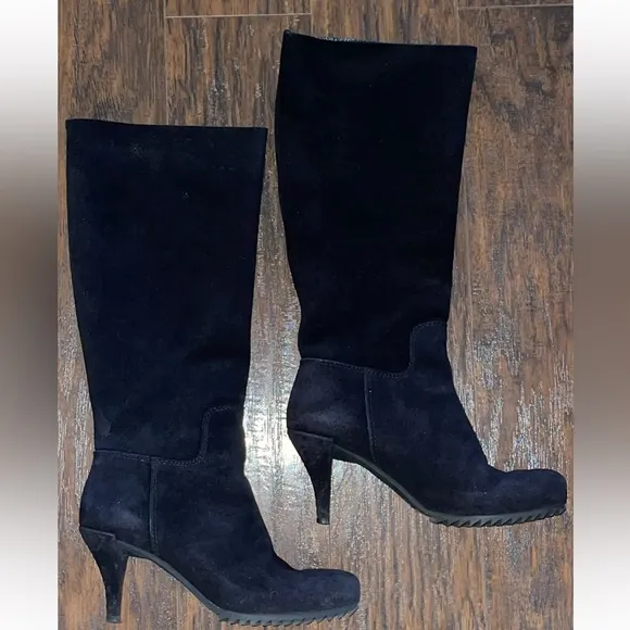 Pedro Garcia Jaylee Black Suede Designer Heeled Boots In Box, Sz 38