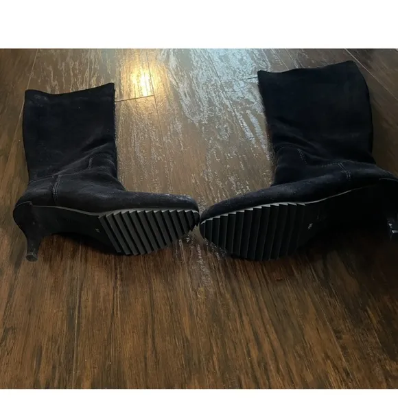 Pedro Garcia Jaylee Black Suede Designer Heeled Boots In Box, Sz 38