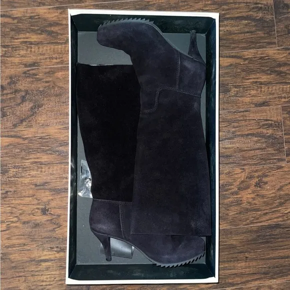 Pedro Garcia Jaylee Black Suede Designer Heeled Boots In Box, Sz 38