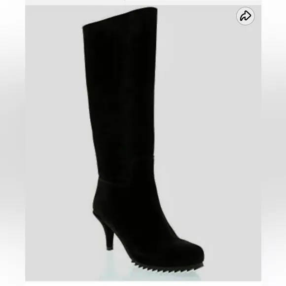 Pedro Garcia Jaylee Black Suede Designer Heeled Boots In Box, Sz 38