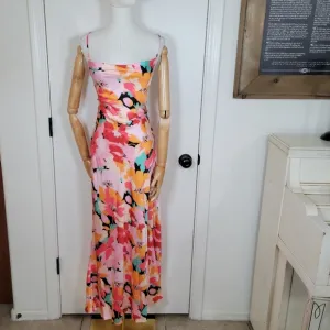 Petal   Pup Posse Midi Slip Dress Pink Floral Size Medium Beach