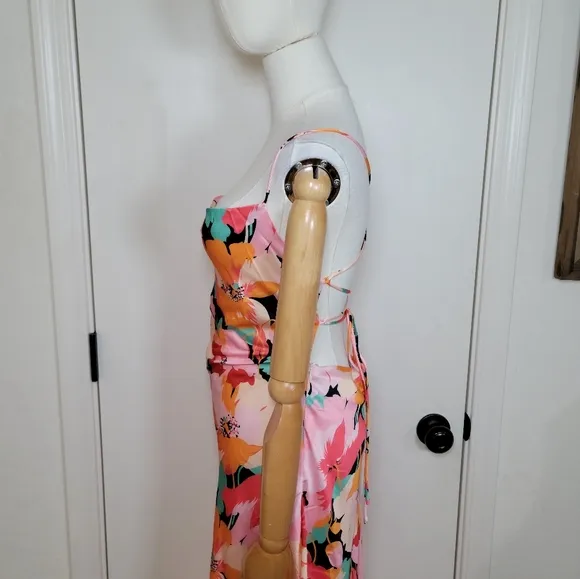 Petal   Pup Posse Midi Slip Dress Pink Floral Size Medium Beach