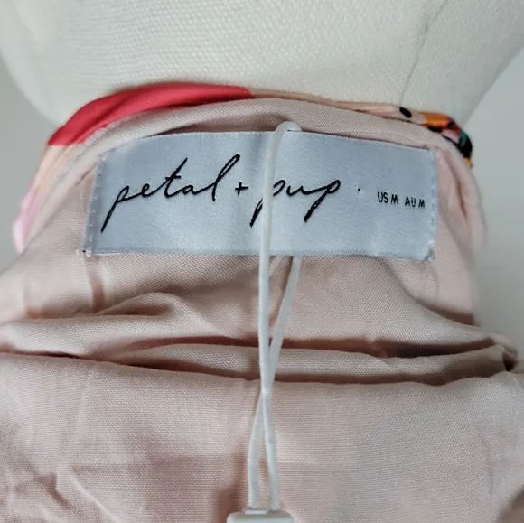 Petal   Pup Posse Midi Slip Dress Pink Floral Size Medium Beach