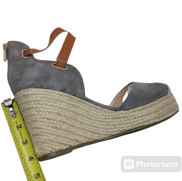 PiePieBuy Women’s Wedge Espadrille Ankle Strap Closed Cap Toe Gray Platform 11
