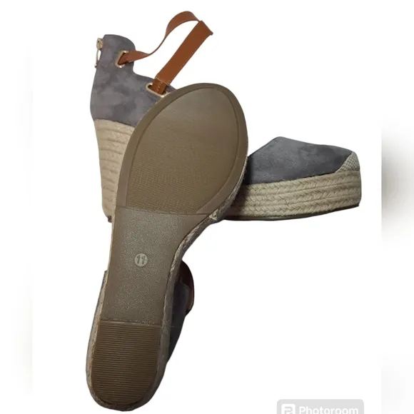 PiePieBuy Women’s Wedge Espadrille Ankle Strap Closed Cap Toe Gray Platform 11