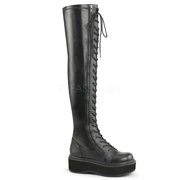 Platform Gothic Thigh High Lace Up Boots