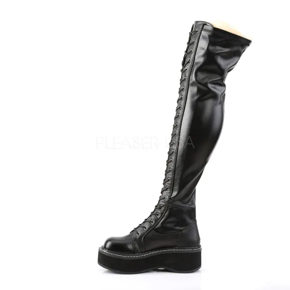 Platform Gothic Thigh High Lace Up Boots