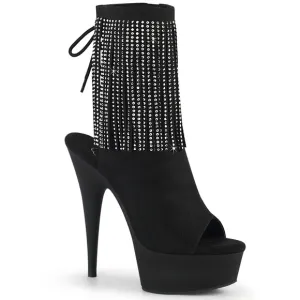 Platform Rhinestone Suede Fringe Ankle Boots