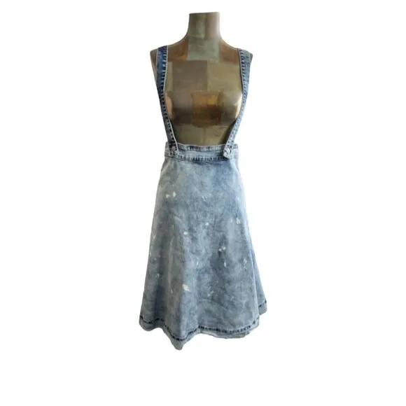 Plenty by Tracy Reese Splattered Light Denim Overall Skirt - Size 0  ***Item: 05