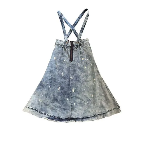 Plenty by Tracy Reese Splattered Light Denim Overall Skirt - Size 0  ***Item: 05