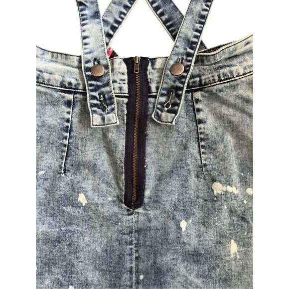 Plenty by Tracy Reese Splattered Light Denim Overall Skirt - Size 0  ***Item: 05